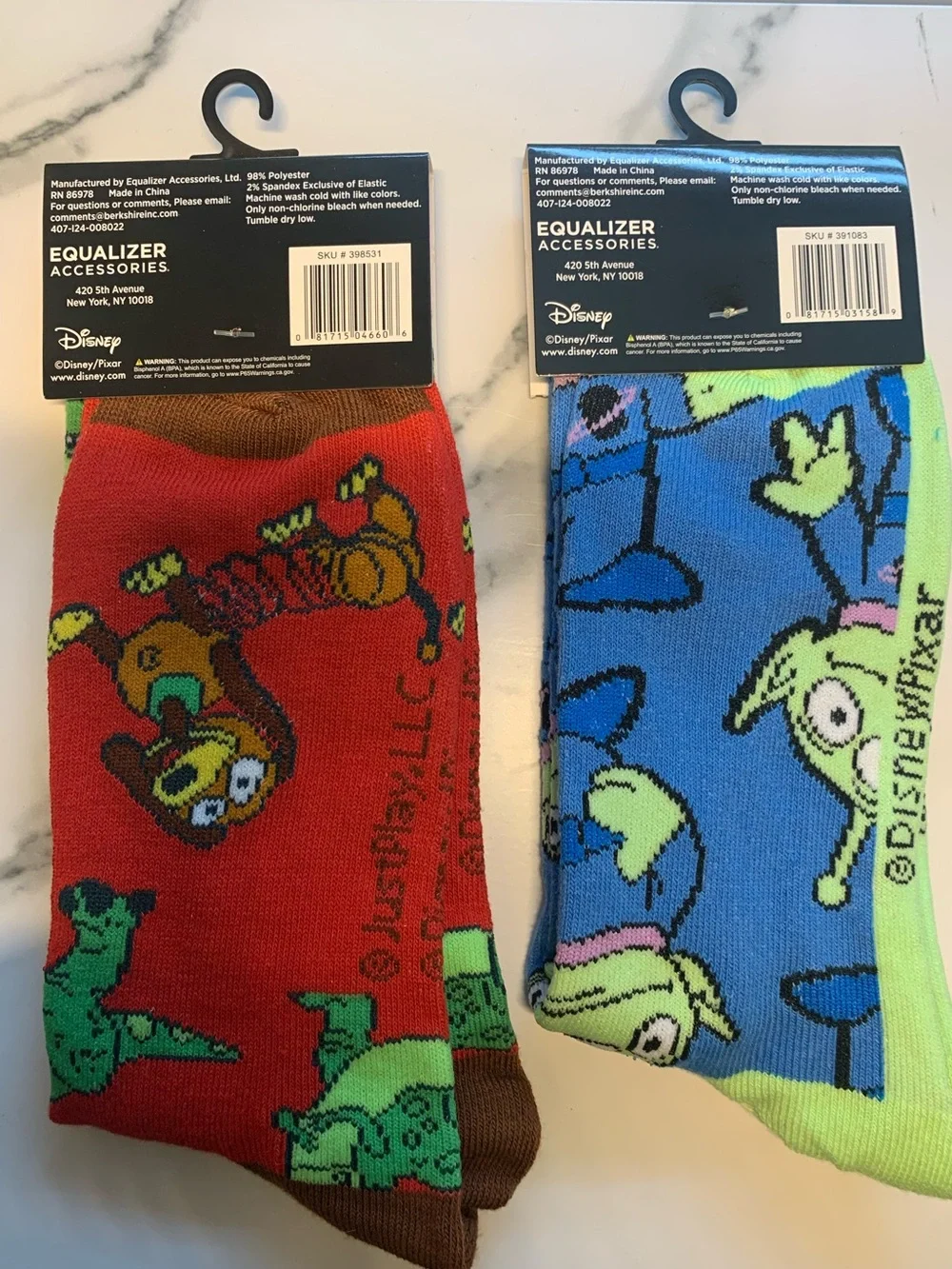Toy Story Crew Socks - Red Dino Slinky Dog & Blue Alien Designs (Size 9-13)